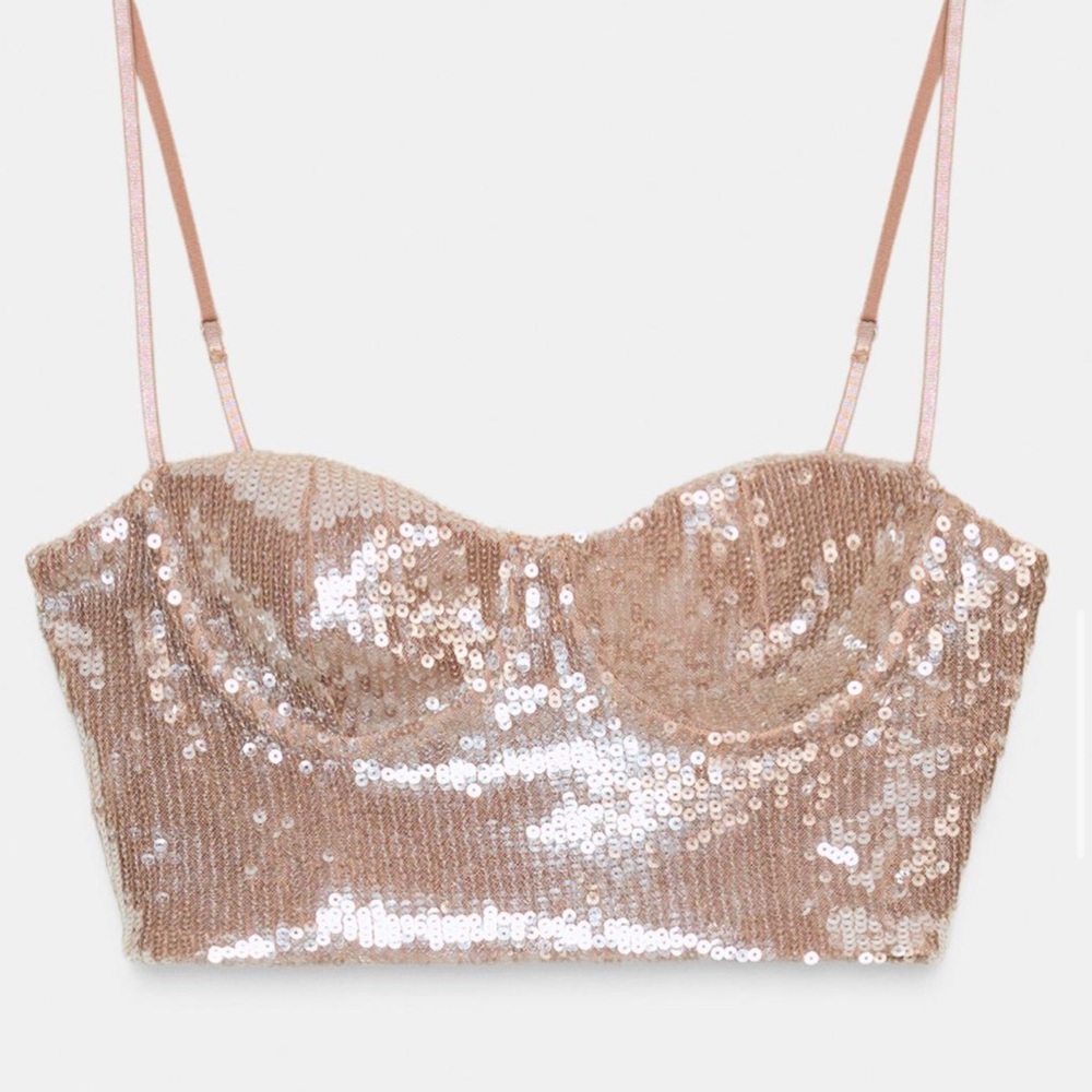 Zara Sequin boustier Crop Top